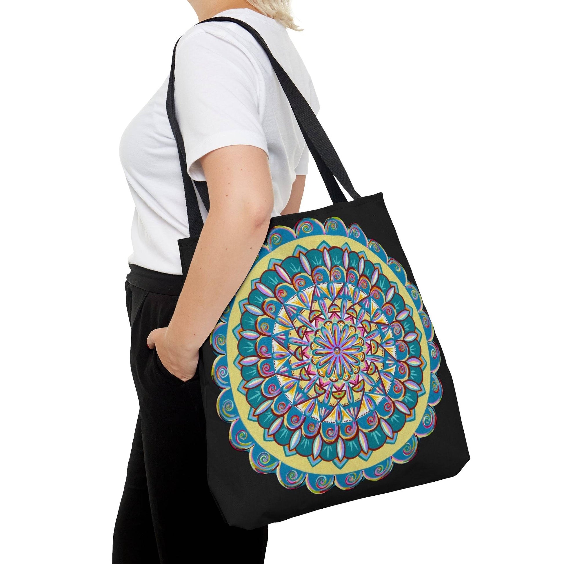 "Almandalayana" Tote Bag (All-Over-Print) - Blue Flame Array Large Bags