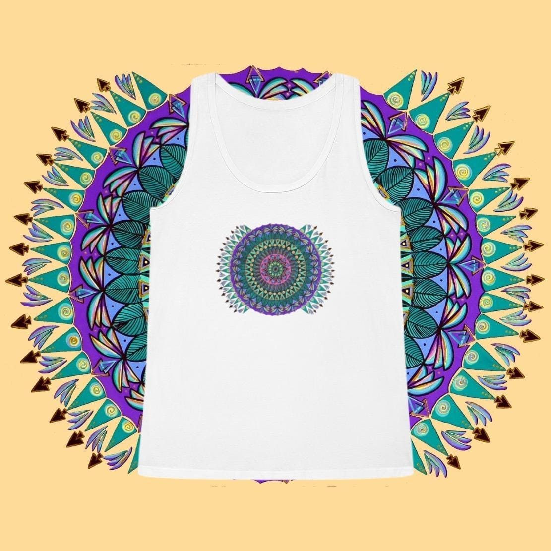 "Mandaladiosa" Ladies Organic Tank Top - Blue Flame Array Tank Top