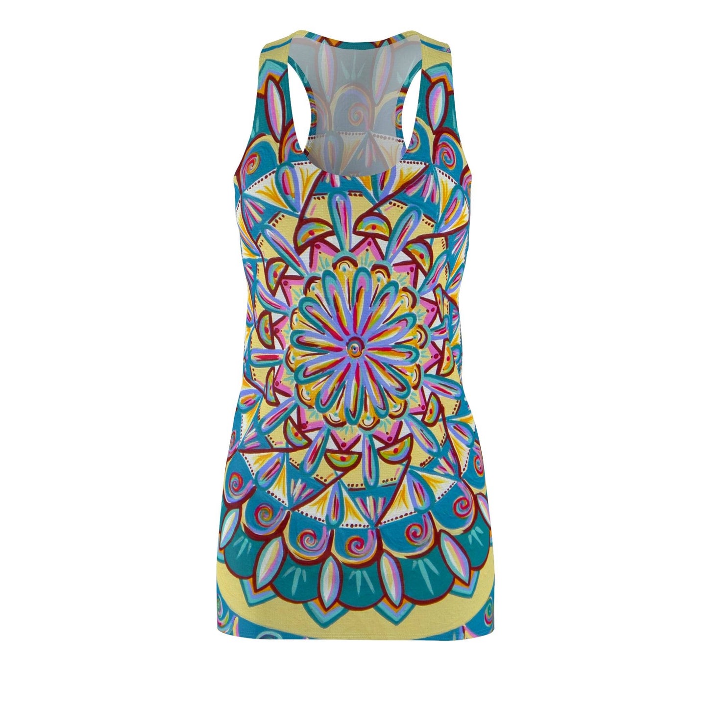 "Almandalayana" Ladies Racerback Dress - Blue Flame Array All Over Prints