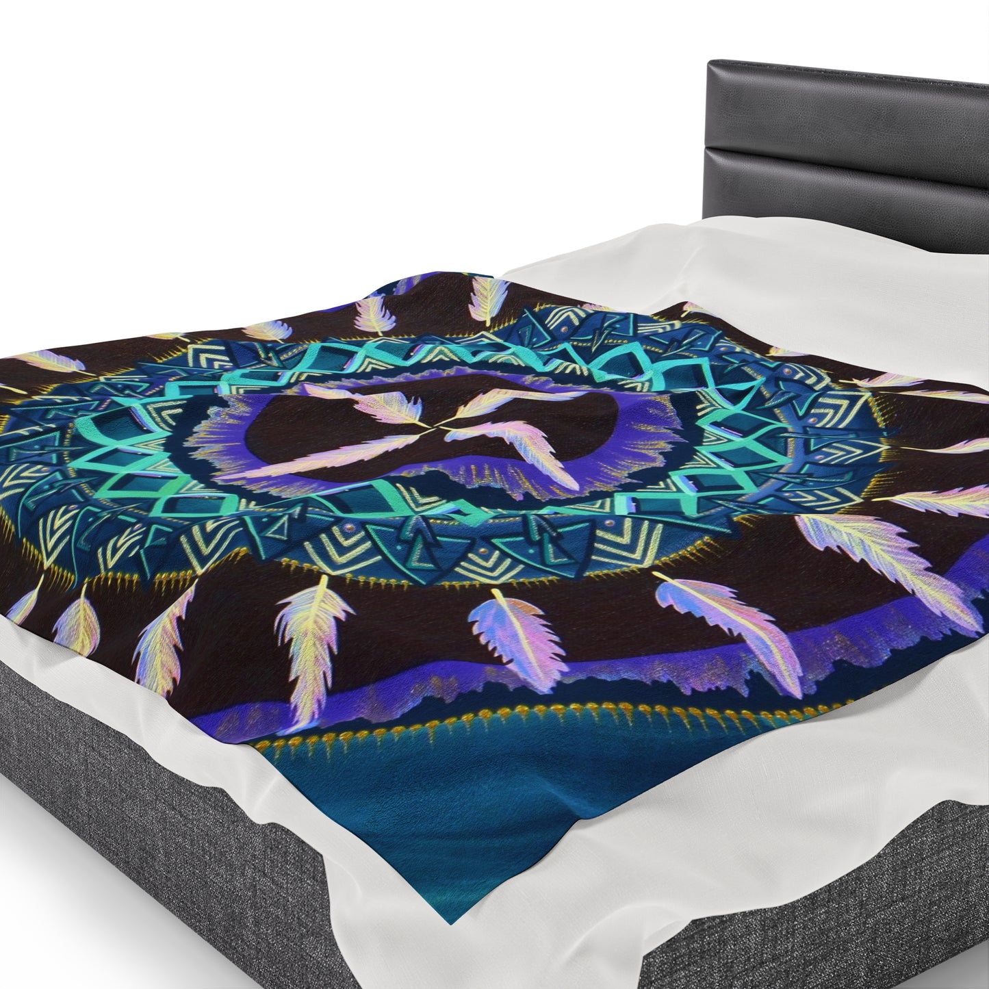 "Cuatro Vientos" Dreamcatcher Blanket - Blue Flame Array All Over Prints