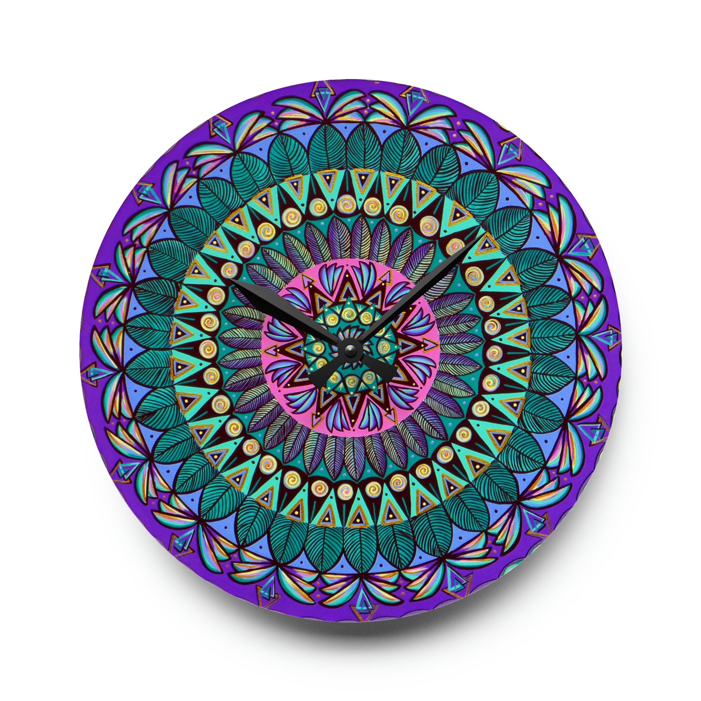 "Mandaladiosa" Cosmic Clock - Blue Flame Array 10.75'' × 10.75'' (Round) Home Decor