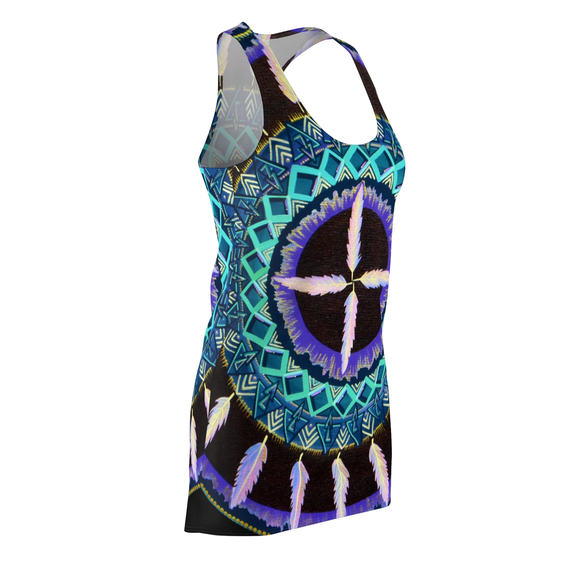 "Cuatro Vientos" Ladies Racerback Dress - Blue Flame Array All Over Prints