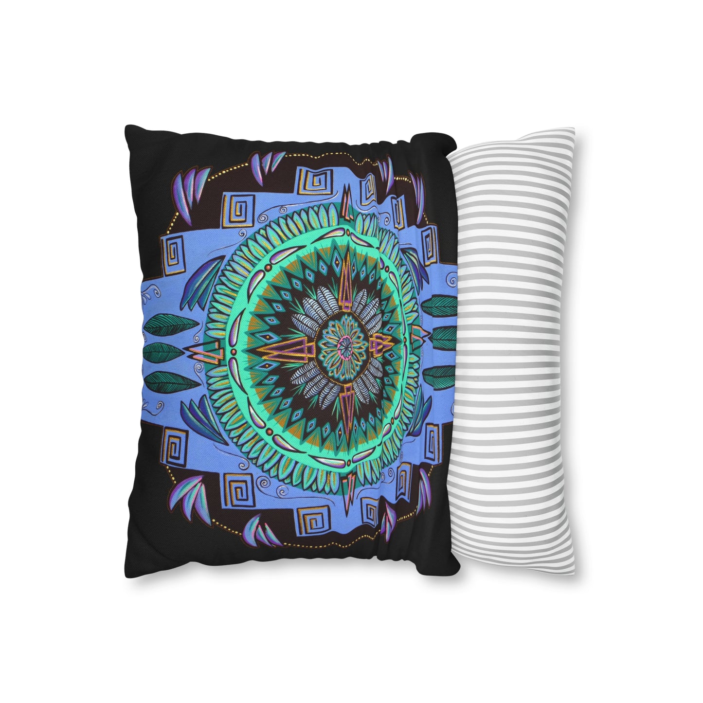 "Plumachakana" Dreamcatcher Pillow Cover - Blue Flame Array Home Decor