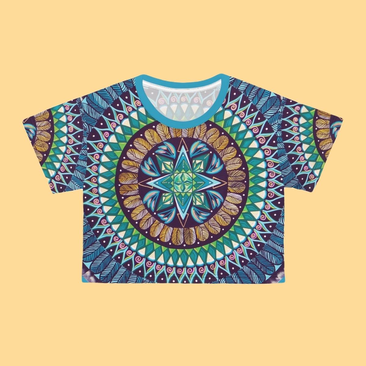 "AquilazurA Kryst'dala" Crop Tee - Blue Flame Array All Over Prints