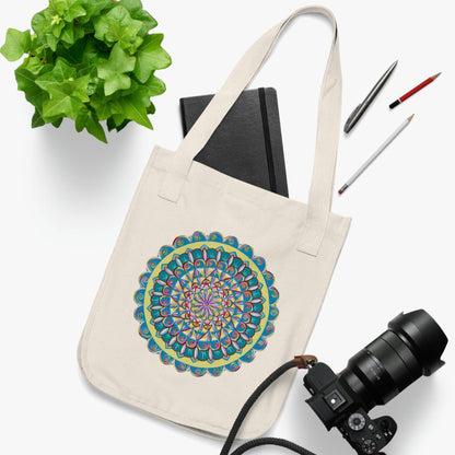 "Almandalayana" Organic Canvas Tote Bag - Blue Flame Array Bags