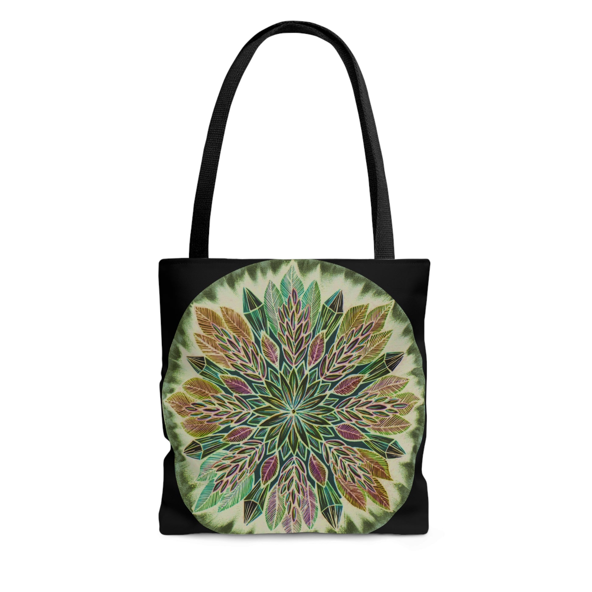 "Krystalhoja Verde" Tote Bag (All-Over-Print) - Blue Flame Array Bags