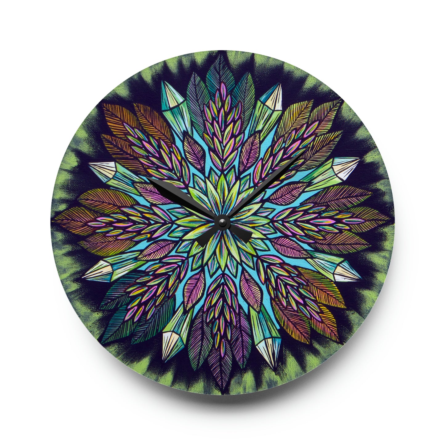 "Krystalhoja" Cosmic Clock - Blue Flame Array 10.75'' × 10.75'' (Round) Home Decor