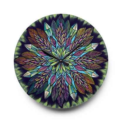 "Krystalhoja" Cosmic Clock - Blue Flame Array 10.75'' × 10.75'' (Round) Home Decor