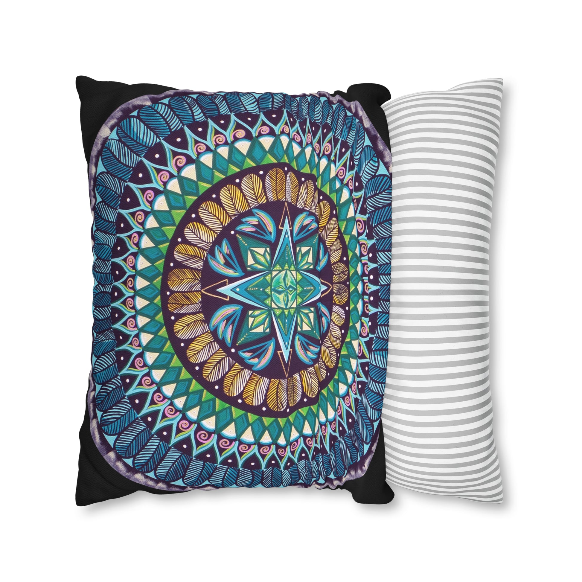 "AquilazurA Kryst'dala" Dreamcatcher Pillow Cover - Blue Flame Array Home Decor