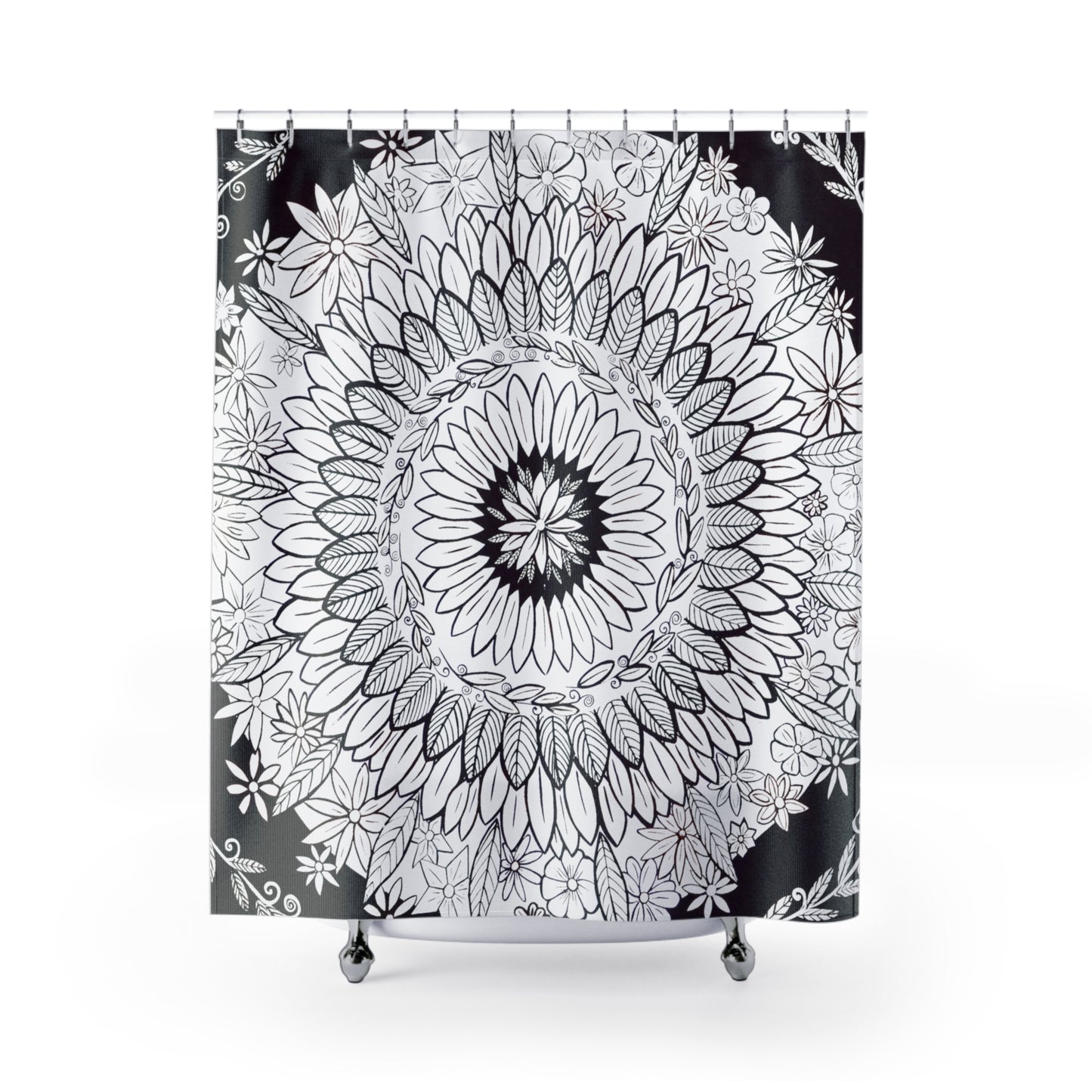 Shower Curtains ~ "Mandalavida Blankanegra"