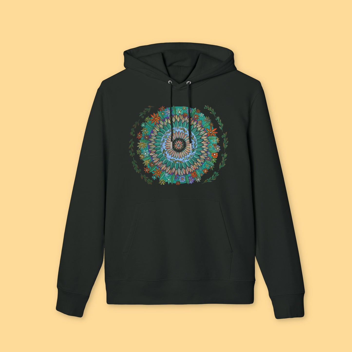 "Mandalavida" Organic Cruiser Hoodie (Font&Back Print)