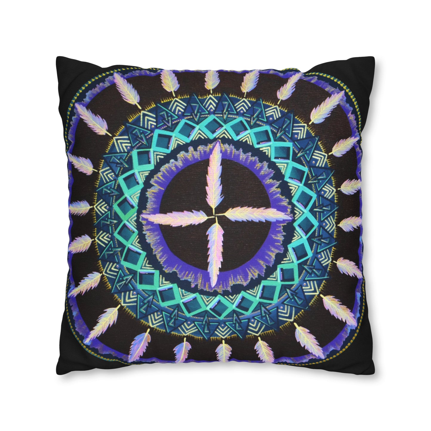 "Cuatro Vientos" Dreamcatcher Pillow Cover - Blue Flame Array Home Decor