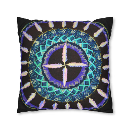 "Cuatro Vientos" Dreamcatcher Pillow Cover - Blue Flame Array Home Decor