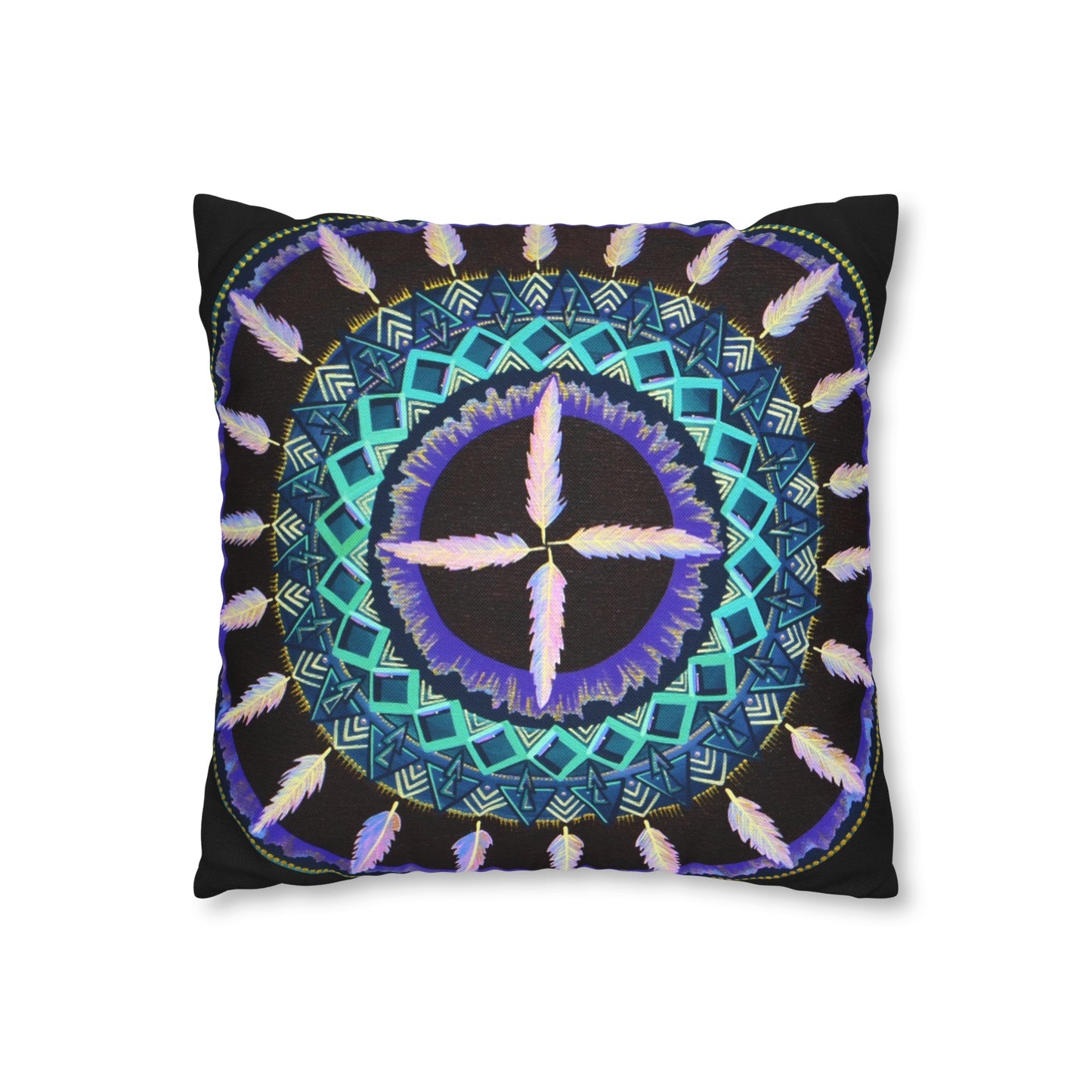 "Cuatro Vientos" Dreamcatcher Pillow Cover - Blue Flame Array Home Decor