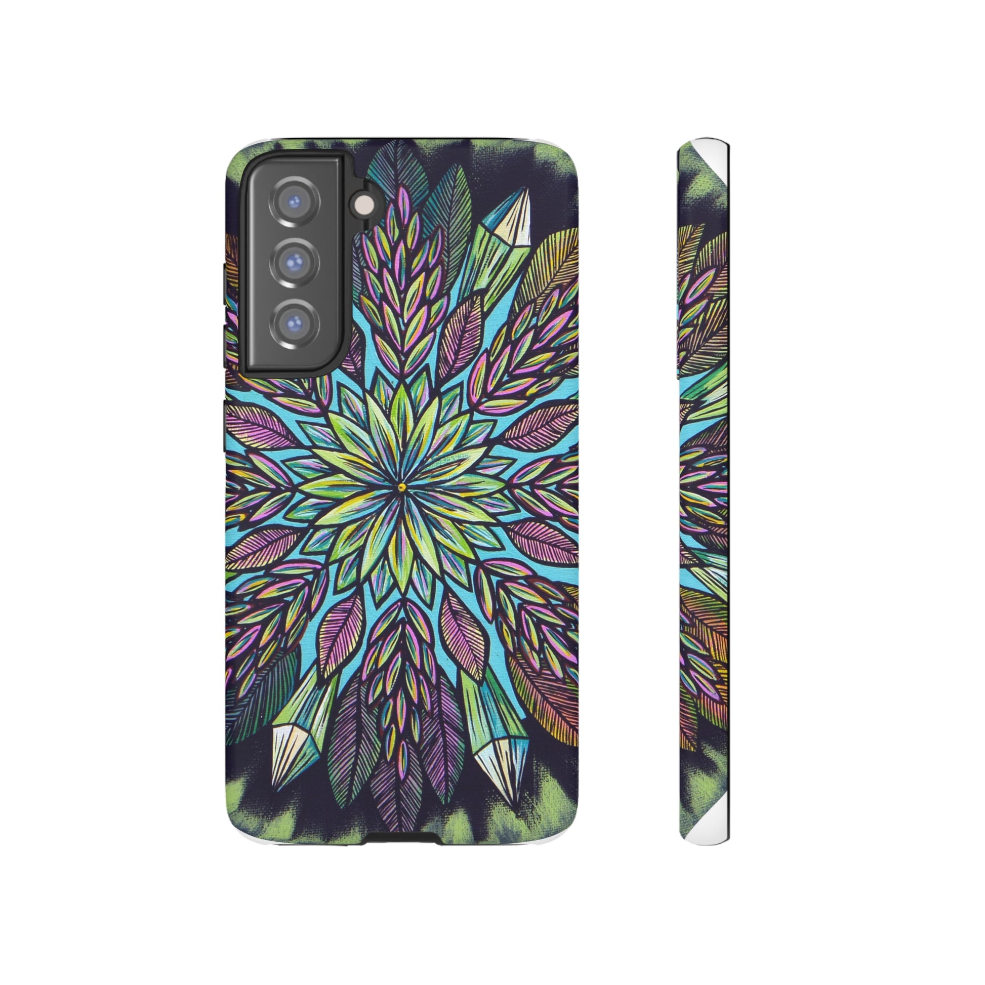 "Krystalhoja" Art Phone Armor - Blue Flame Array Samsung Galaxy S21 FE / Matte Phone Case