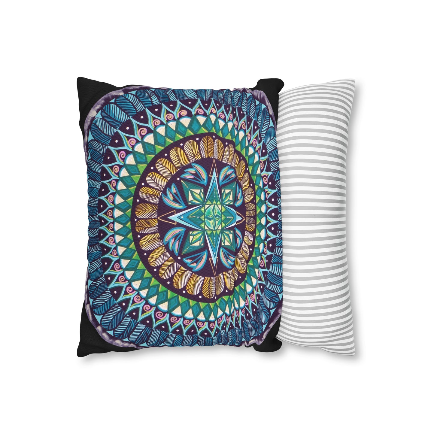 "AquilazurA Kryst'dala" Dreamcatcher Pillow Cover - Blue Flame Array Home Decor