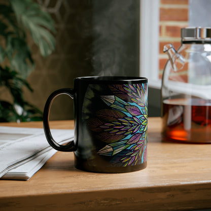 "Krystalhoja" Black Ceramic Mug - Blue Flame Array Mug