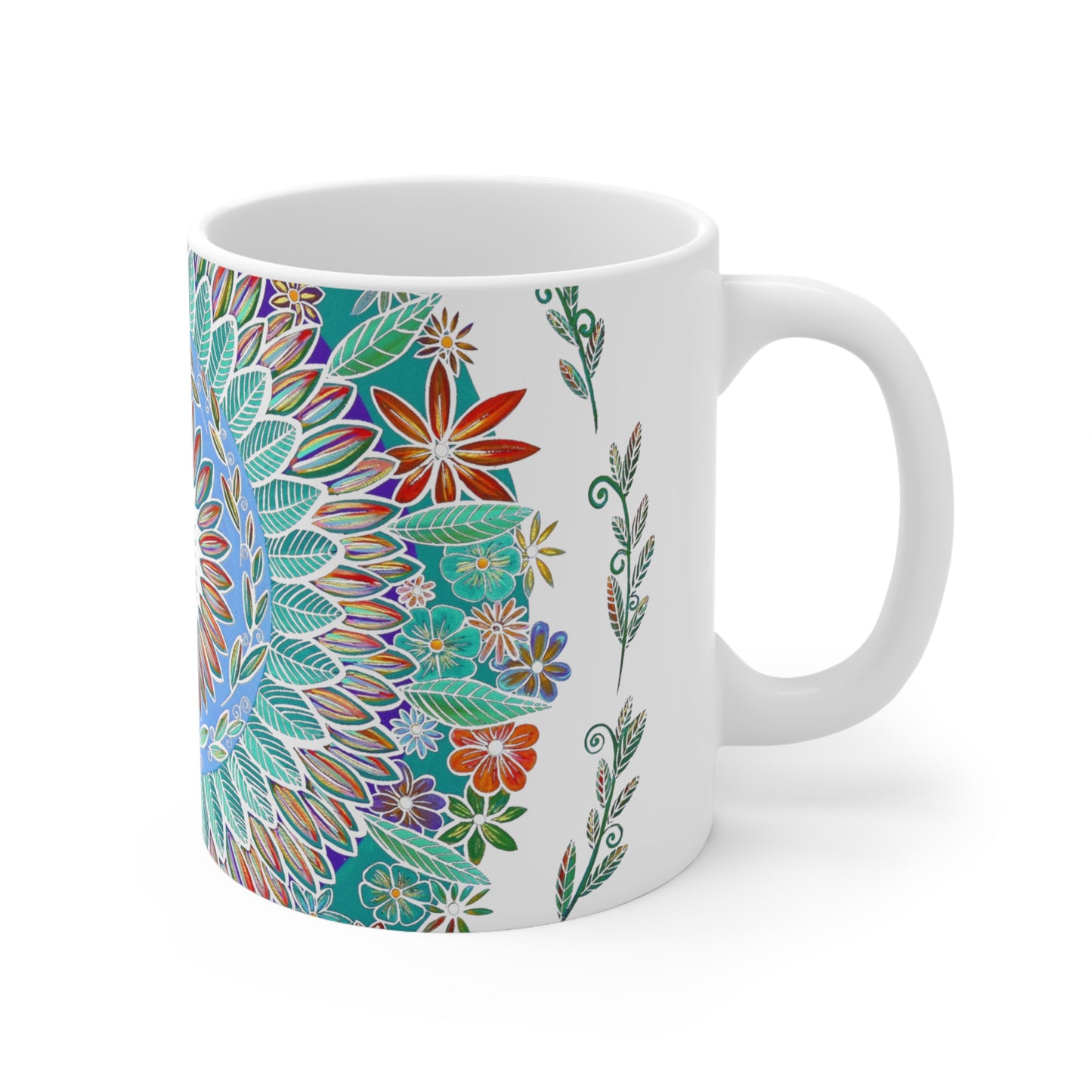 "Mandalavida Blanka" White Ceramic Mug