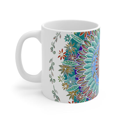 "Mandalavida Blanka" White Ceramic Mug