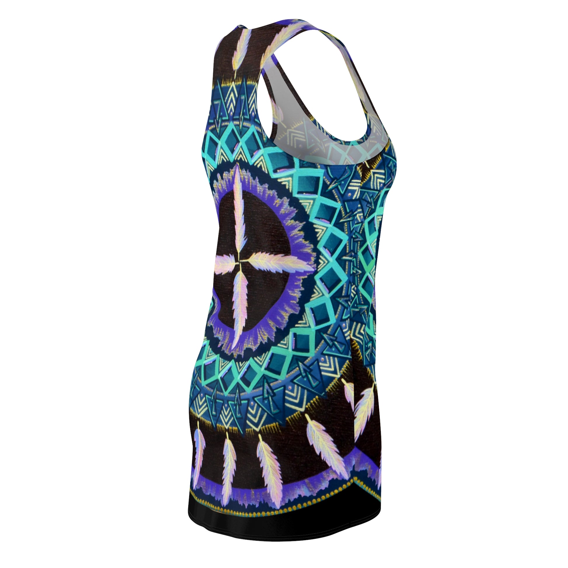 "Cuatro Vientos" Ladies Racerback Dress - Blue Flame Array All Over Prints