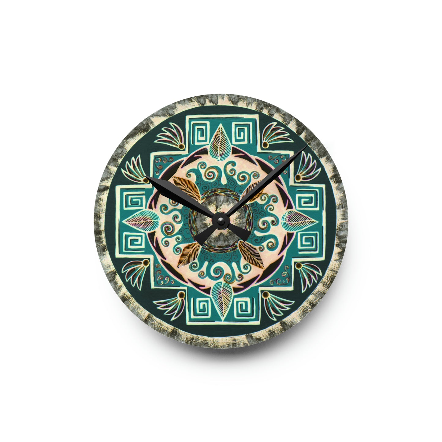 "Hojachakanazura" Cosmic Clock - Blue Flame Array 8'' × 8'' (Round) Home Decor