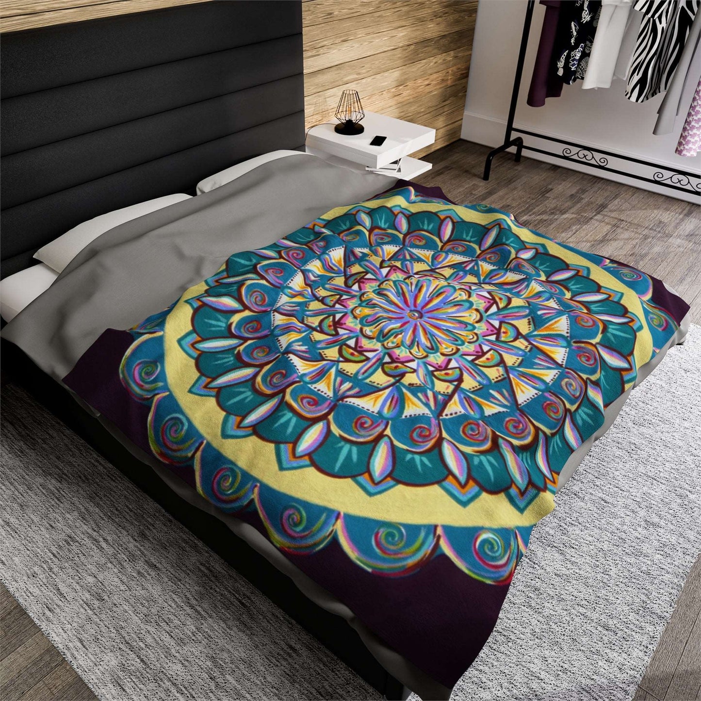 "Almandalayana" Dreamcatcher Blanket - Blue Flame Array 60" × 80" All Over Prints