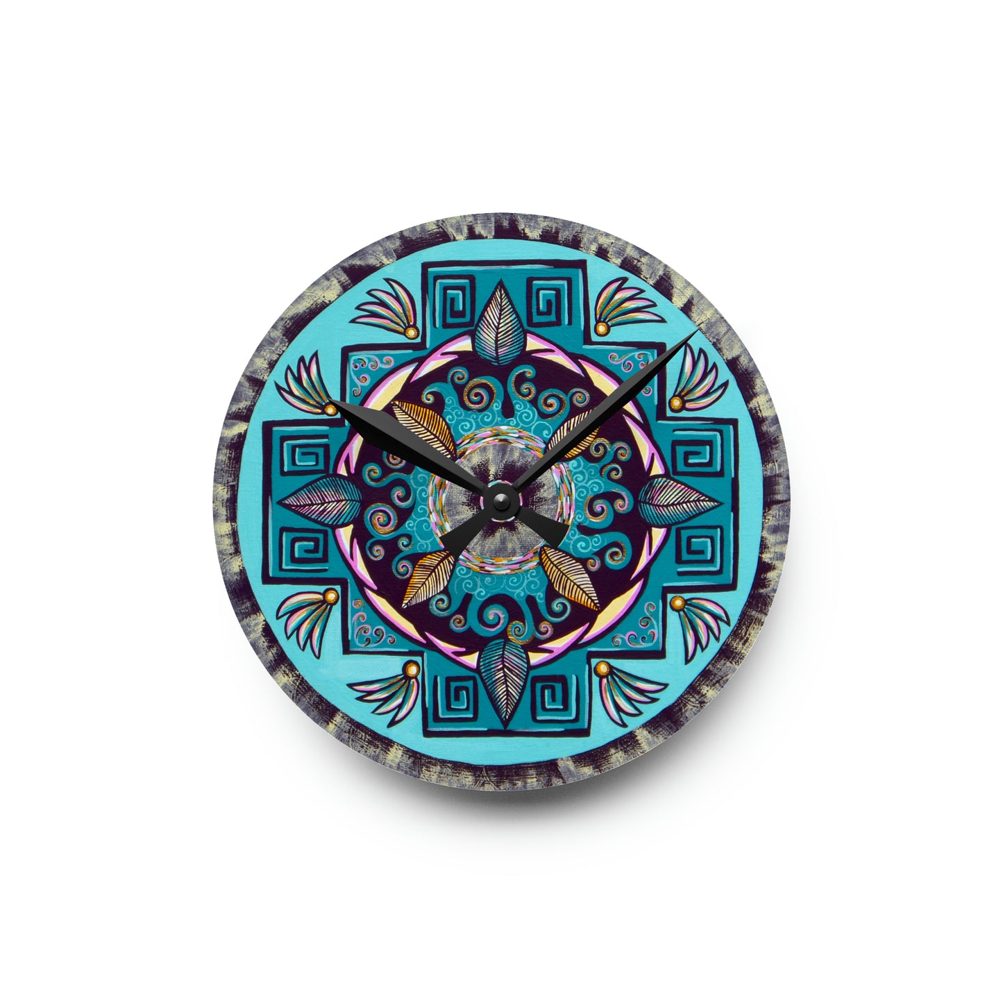 "Hojachakana" Cosmic Clock - Blue Flame Array 8'' × 8'' (Round) Home Decor