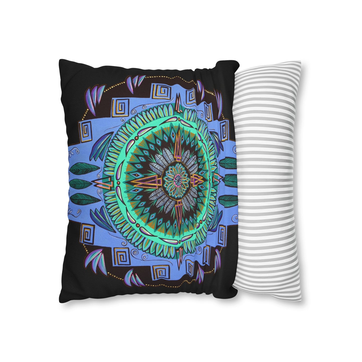 "Plumachakana" Dreamcatcher Pillow Cover - Blue Flame Array Home Decor