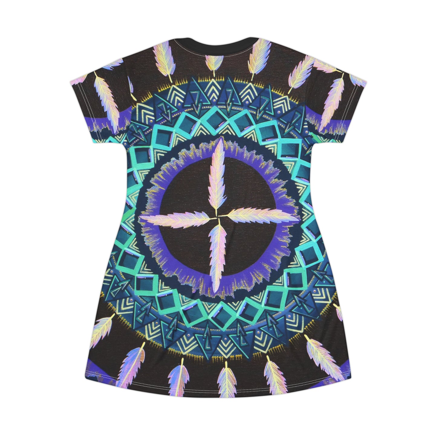 "Cuatro Vientos" Ladies T-Shirt Dress - Blue Flame Array All Over Prints