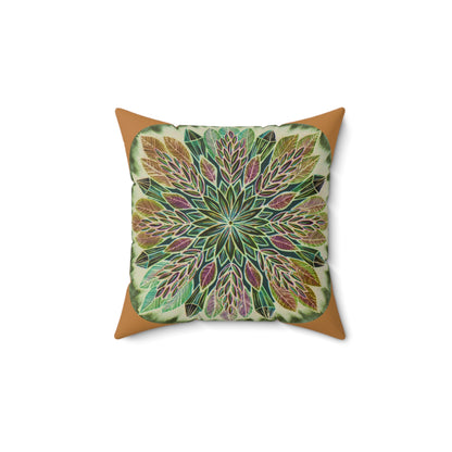 "Krystalhoja Verde" Dreamcatcher Pillow - Blue Flame Array 14" × 14" Home Decor