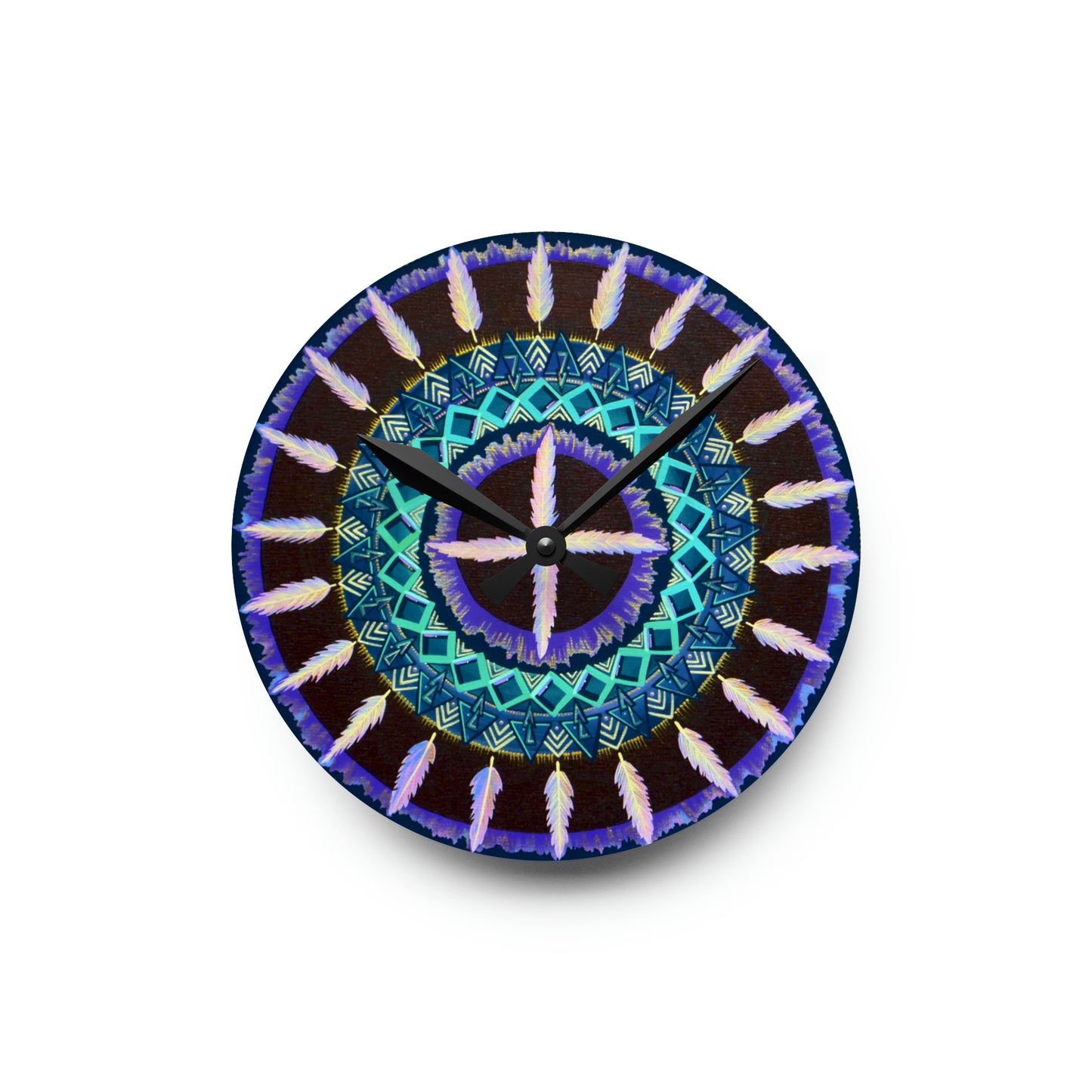 "Cuatro Vientos" Cosmic Clock - Blue Flame Array 8'' × 8'' (Round) Home Decor