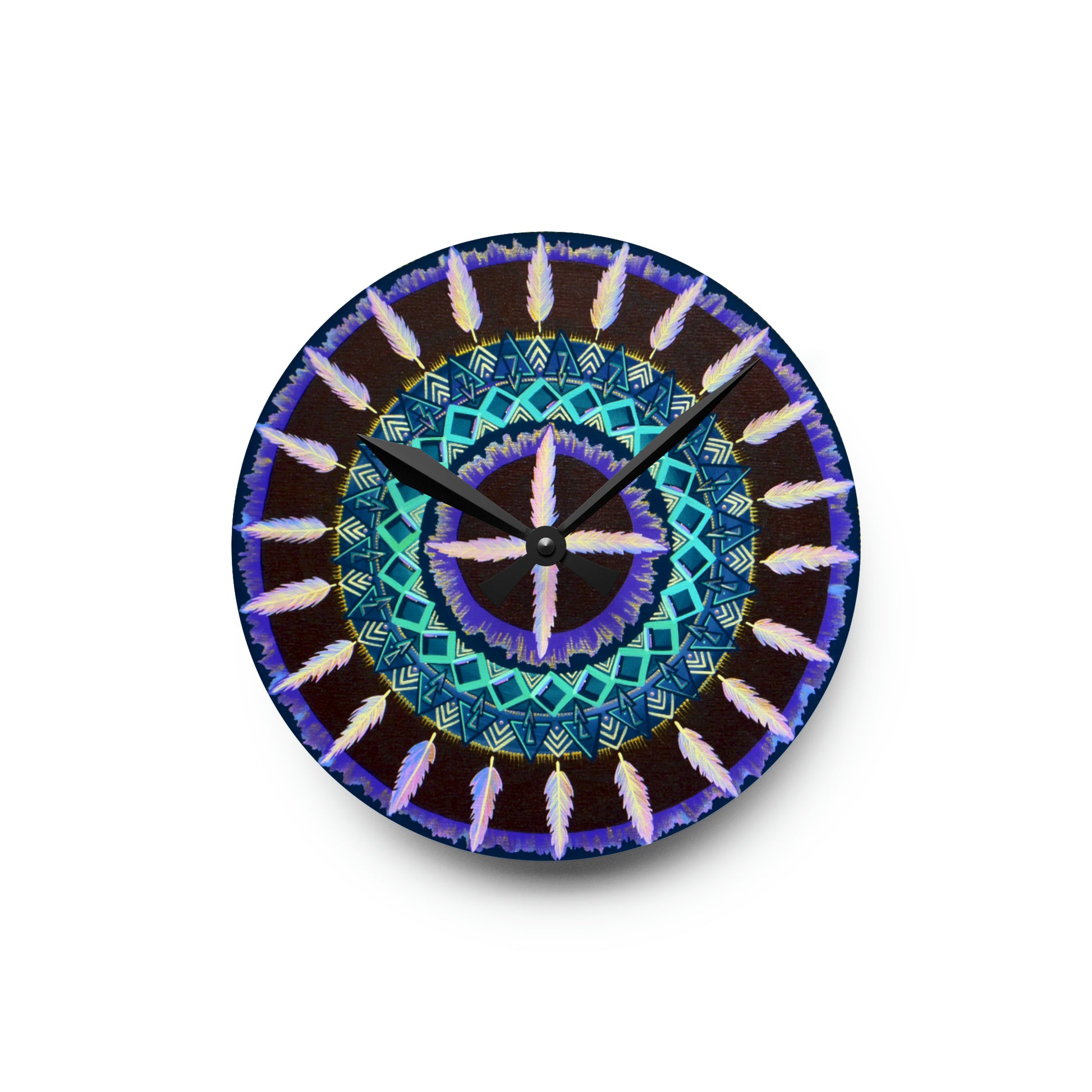 "Cuatro Vientos" Cosmic Clock - Blue Flame Array 8'' × 8'' (Round) Home Decor