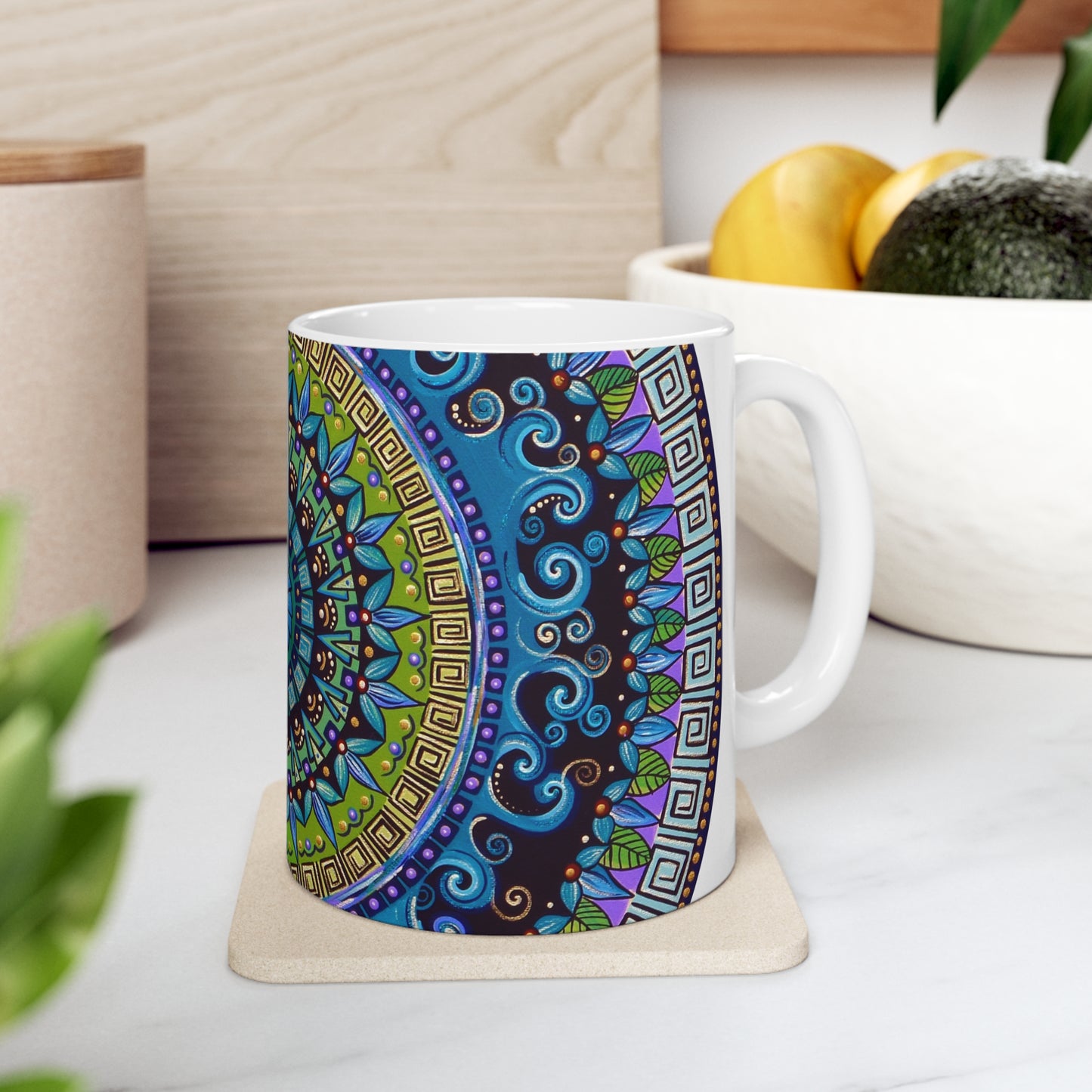 "Mandaquala" White Ceramic Mug