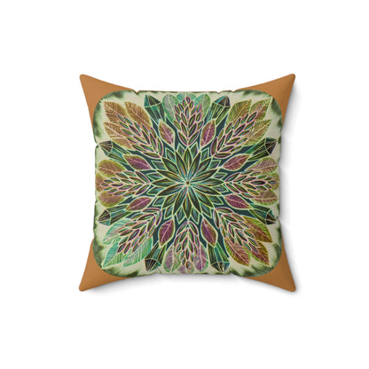 "Krystalhoja Verde" Dreamcatcher Pillow - Blue Flame Array 16" × 16" Home Decor