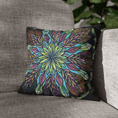 "Krystalhoja" Dreamcatcher Pillow Cover - Blue Flame Array 14" × 14" Home Decor