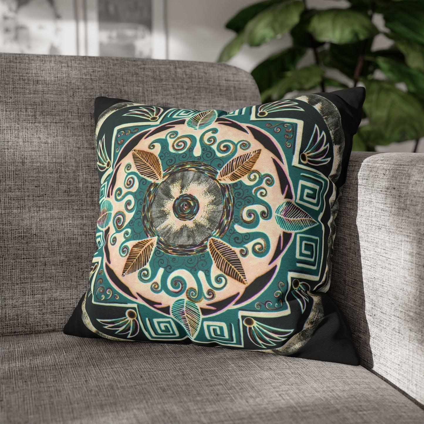 "Hojachakanazura" Dreamcatcher Pillow Cover - Blue Flame Array 18" × 18" Home Decor