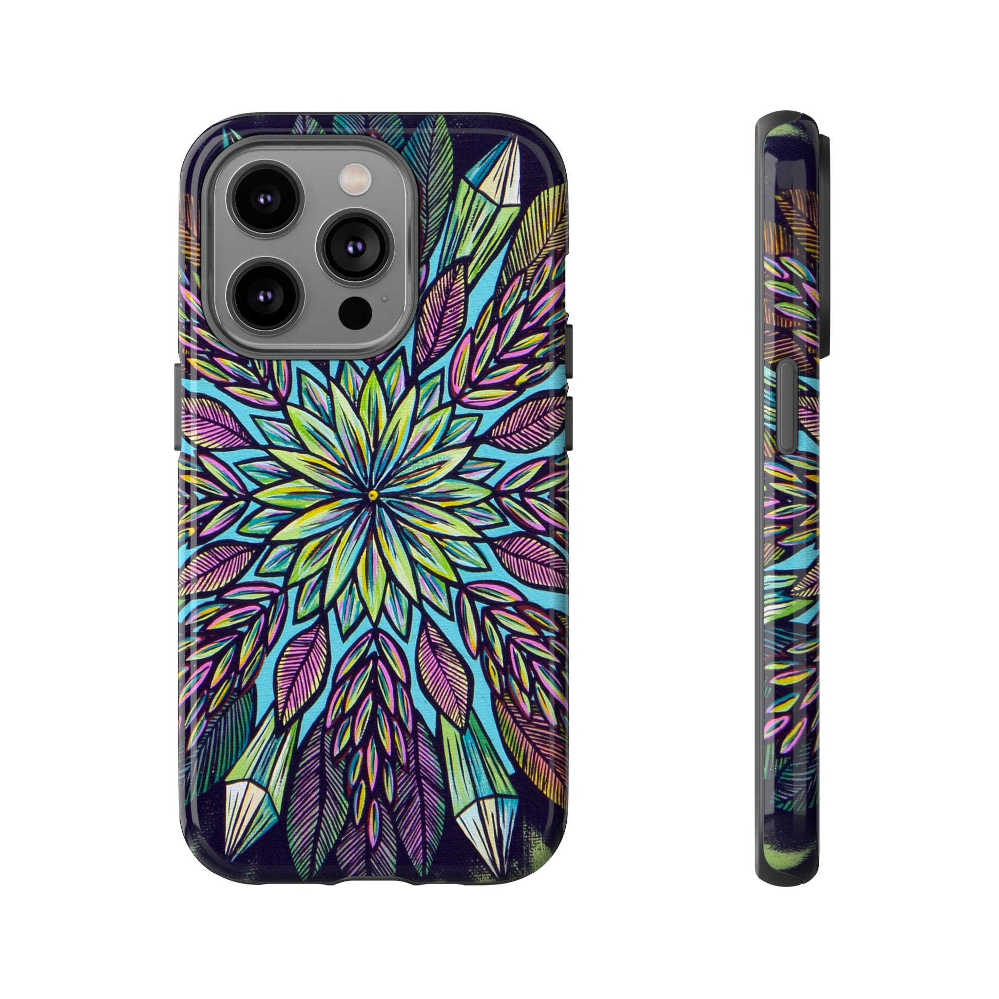 "Krystalhoja" Art Phone Armor - Blue Flame Array iPhone 14 Pro / Glossy Phone Case