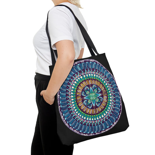 "AquilazurA Kryst'dala" Tote Bag (All-Over-Print) - Blue Flame Array Large Bags