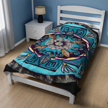 "Hojachakana" Dreamcatcher Blanket - Blue Flame Array All Over Prints