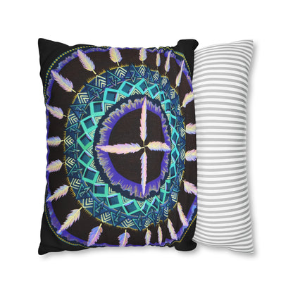 "Cuatro Vientos" Dreamcatcher Pillow Cover - Blue Flame Array Home Decor