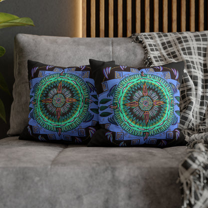 "Plumachakana" Dreamcatcher Pillow Cover - Blue Flame Array Home Decor