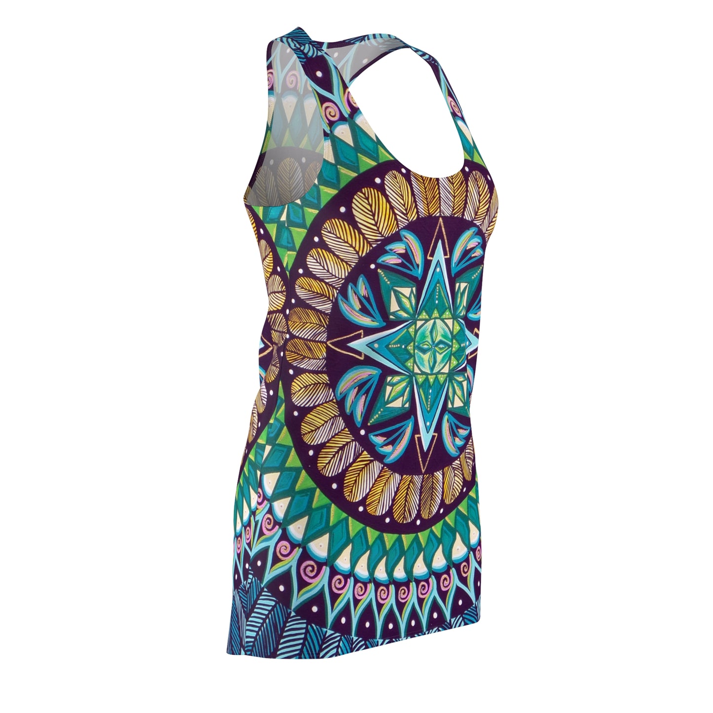 "AquilazurA Kryst'dala" Ladies Racerback Dress - Blue Flame Array All Over Prints