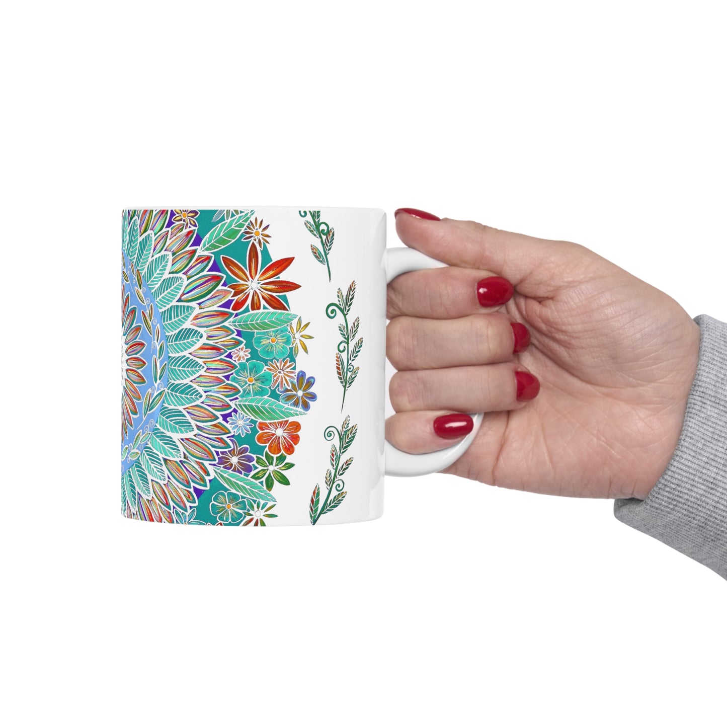 "Mandalavida Blanka" White Ceramic Mug