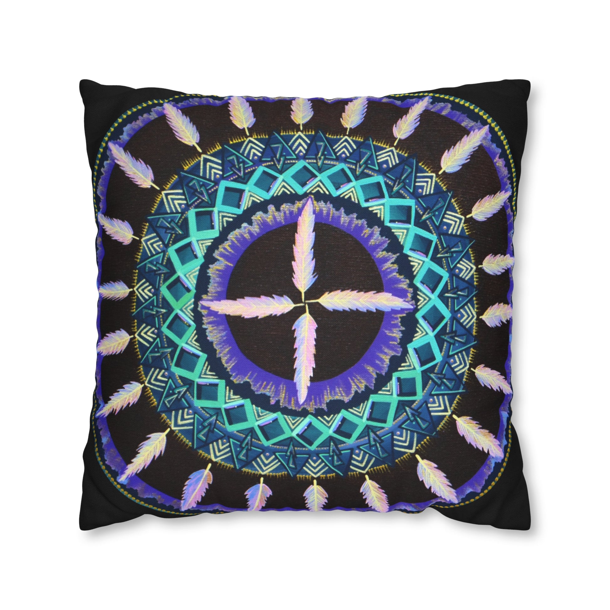 "Cuatro Vientos" Dreamcatcher Pillow Cover - Blue Flame Array Home Decor