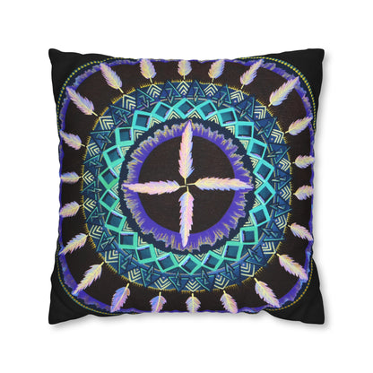 "Cuatro Vientos" Dreamcatcher Pillow Cover - Blue Flame Array Home Decor