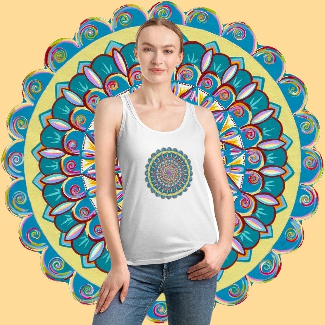 "Almandalayana" Ladies Organic Tank Top - Blue Flame Array Tank Top