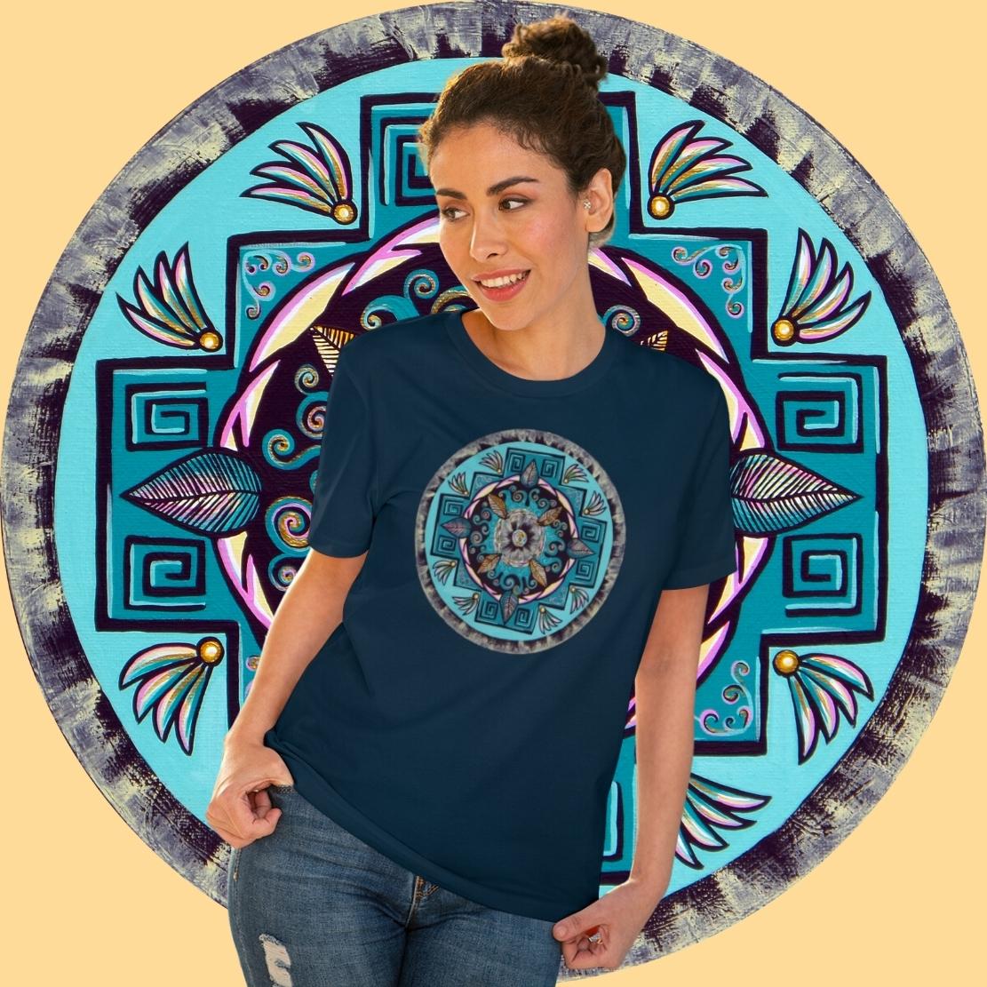 "Hojachakana" Lords & Ladies Organic TriniTee - Blue Flame Array T-Shirt