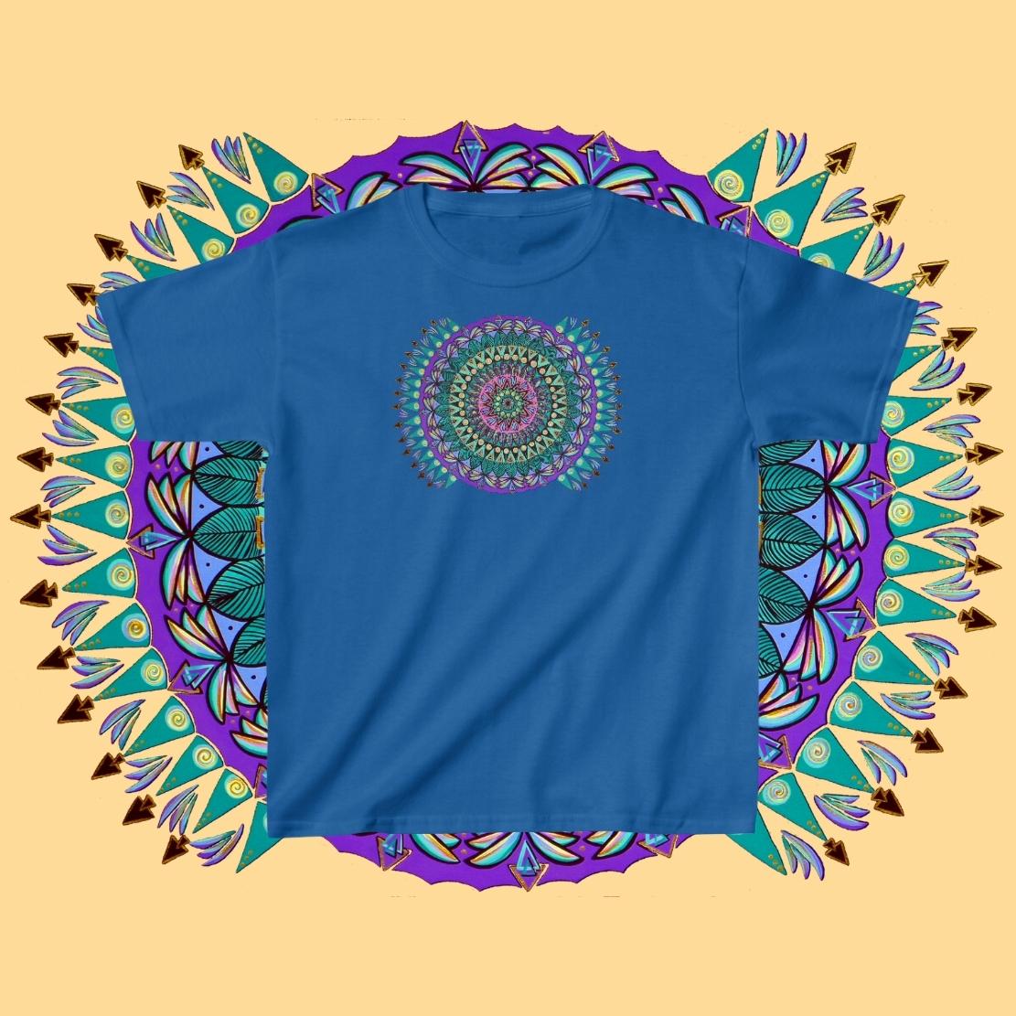 "Mandaladiosa" Heavy Cotton Tee - Blue Flame Array Kids clothes