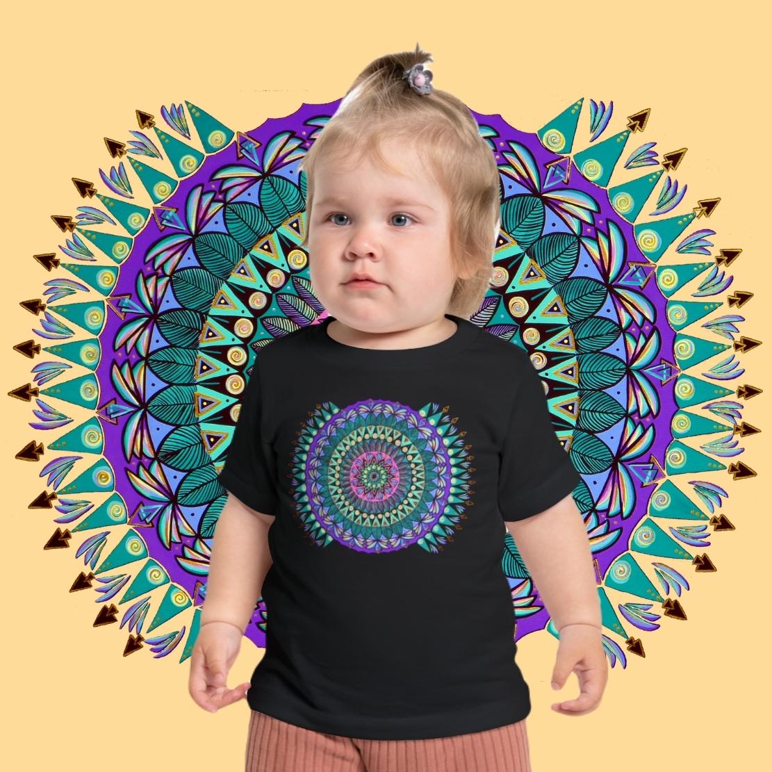 "Mandaladiosa" Baby Tee - Blue Flame Array Kids clothes