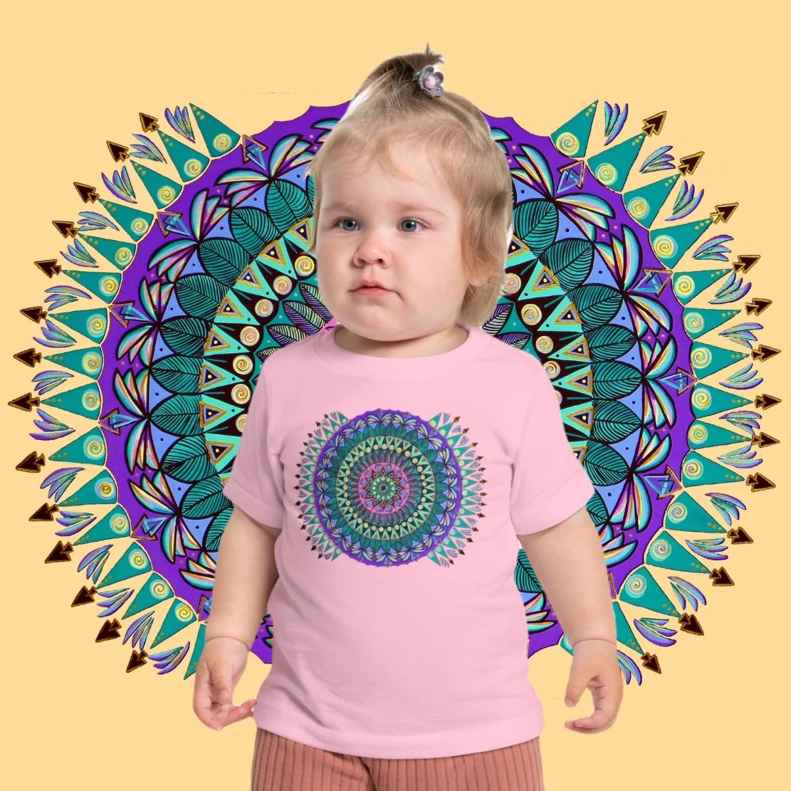 "Mandaladiosa" Baby Tee - Blue Flame Array Kids clothes